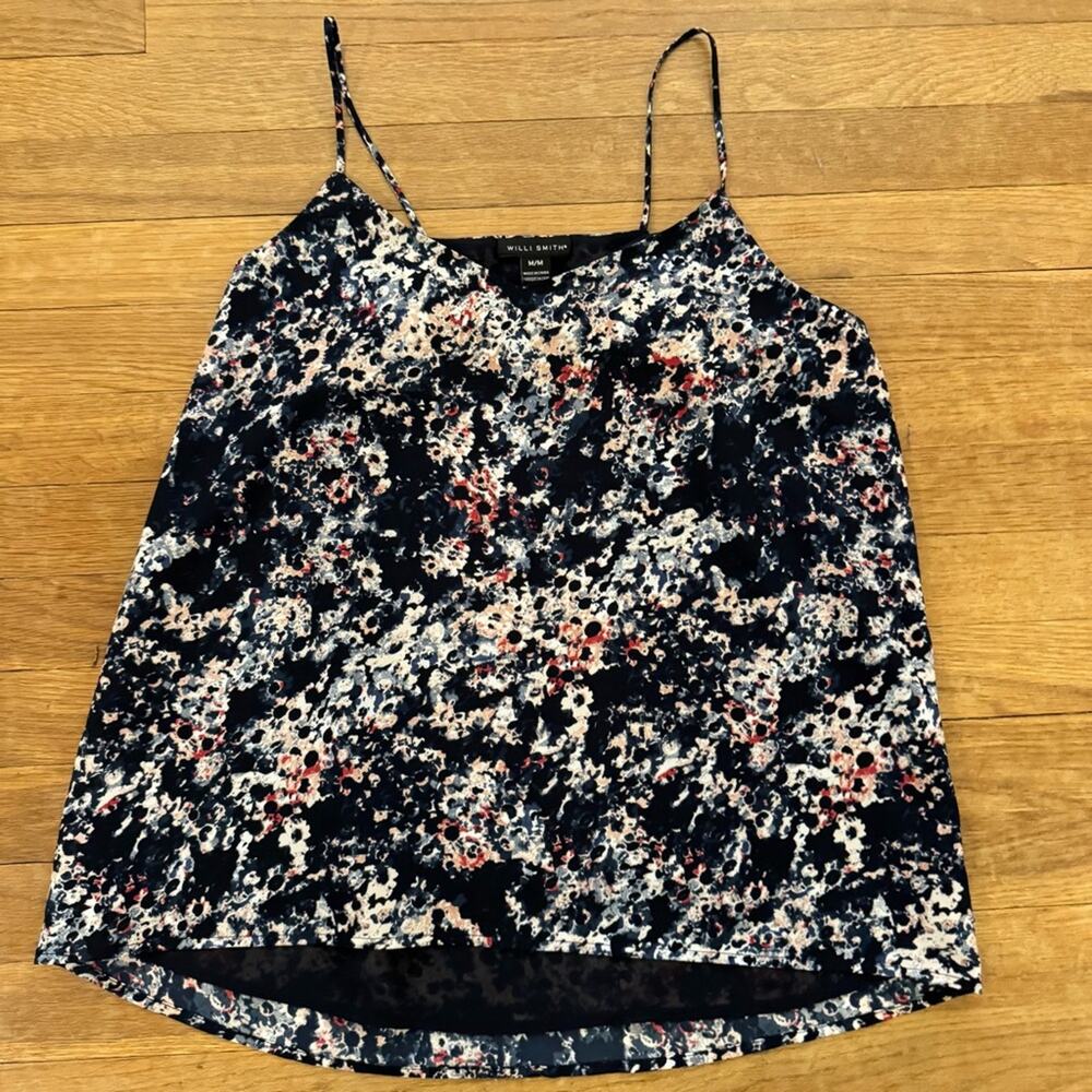 Willi Smith black pink spaghetti strap lined camisole cami blouse top sz M
b50